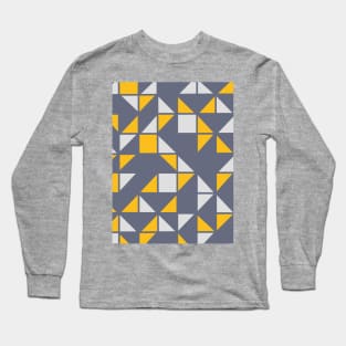 Geometric Pattern in Mustard Yellow and Grey Long Sleeve T-Shirt